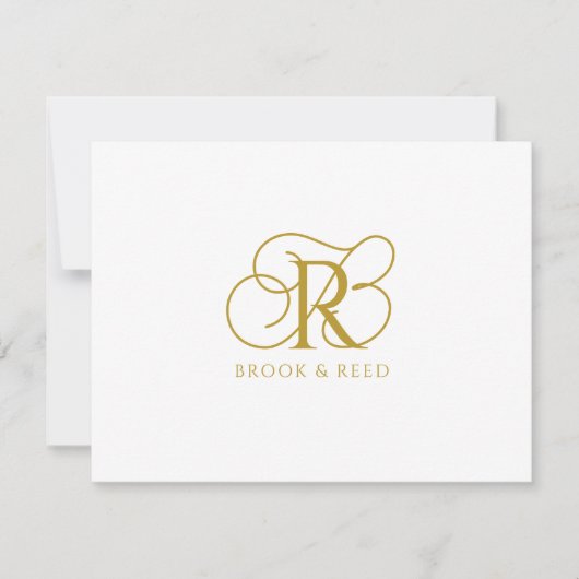Custom Gold Monogram Initials Couple Names ノートカード (正面)