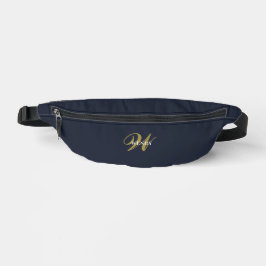 Custom Gold Navy Blue Monogram Clean Stylish  ファニーパック