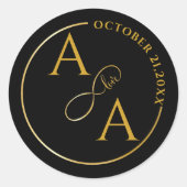 Custom gold Sticker for wedding infinity love ラウンドシール (正面)