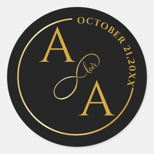 Custom gold Sticker for wedding infinity love ラウンドシール (正面)