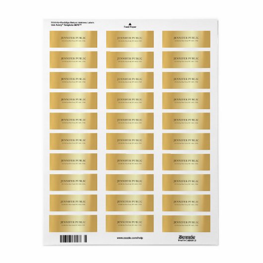 Custom Gold Template Luxurious Return Address ラベル (フルシート)
