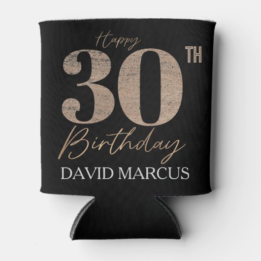 Custom Gold Text 30th Birthday Celebration 缶クーラー (正面)