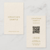 Custom Gold Text QR Code Template Modern Vertical 名刺 (正面/裏面)