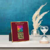 Custom Gold Text QR Code Upload Business Logo フォトプラーク (インサイチュ)