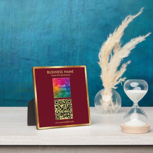 Custom Gold Text QR Code Upload Business Logo フォトプラーク (インサイチュ)
