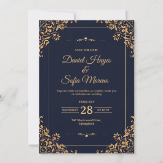 Custom Gold Wedding Invitation |  招待状