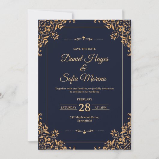 Custom Gold Wedding Invitation |  招待状 (正面)