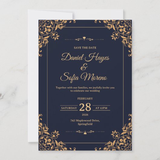 Custom Gold Wedding Invitation |  招待状 (正面)