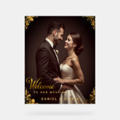 Custom Gold Wedding Welcome Sign with Photo  アクリルサイン (正面)