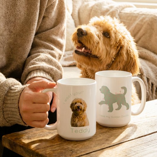 Custom Golden Doodle Photo I Woof You Personalized コーヒーマグカップ