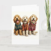 Custom Goldendoodle Christmas Ugly Sweater Holiday カード (正面)