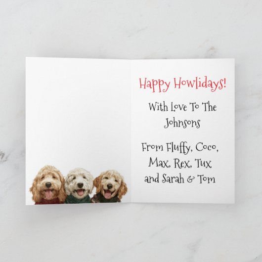 Custom Goldendoodle Christmas Ugly Sweater Holiday カード (内部)