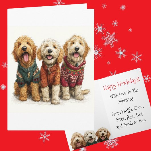 Custom Goldendoodle Christmas Ugly Sweater Holiday カード