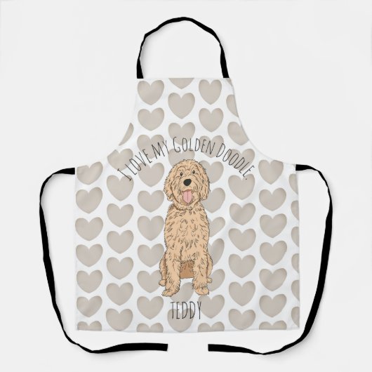 Custom Goldendoodle Whimsical Pattern Personalized エプロン (正面)