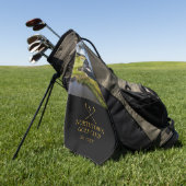Custom Golf Club Name And Photo Black And Gold ゴルフタオル (グリーン)