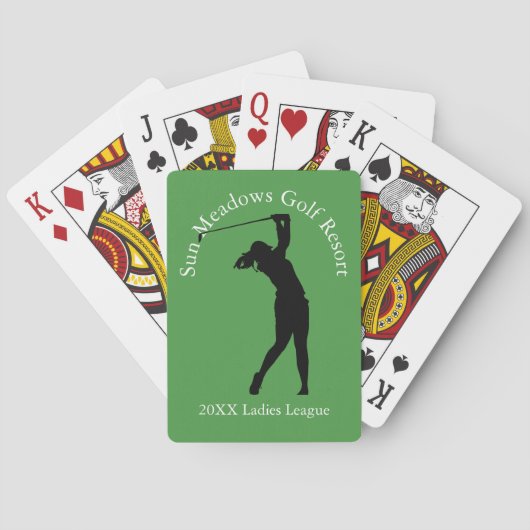 Custom Golf Club Name Woman Golfer Playing Cards トランプ (裏面)