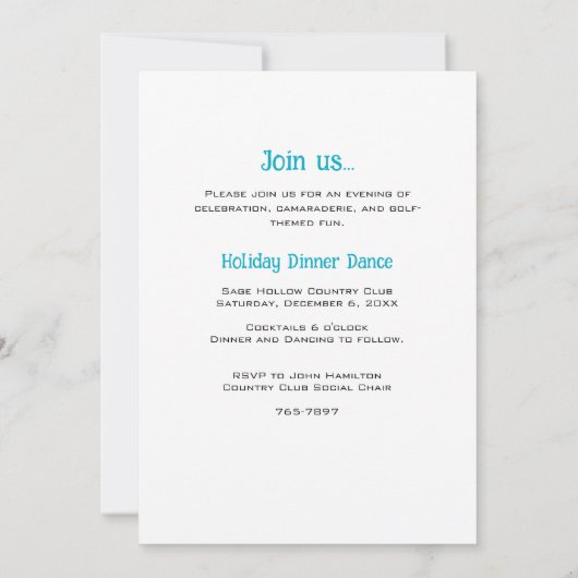 Custom Golf Lover Holiday Invitation 招待状 (裏面)