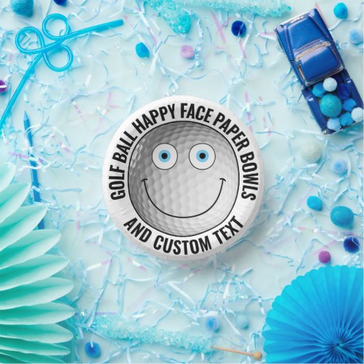 Custom Golf Theme Party BLUE EYES Happy Face 7" ペーパーボウル (パーティー)