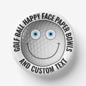 Custom Golf Theme Party BLUE EYES Happy Face 7" ペーパーボウル (正面)