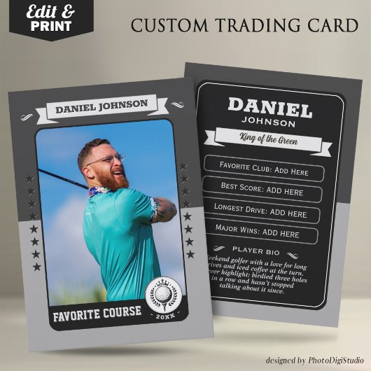 Custom Golf Trading Card, Personalized Golfer Card コーリングカード