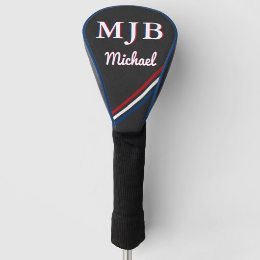 Custom Golfer Gift Personalized 3 Initial Monogram ゴルフヘッドカバー (正面)