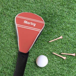 Custom Golfer Sports Modern Monogram Trendy Red ゴルフヘッドカバー
