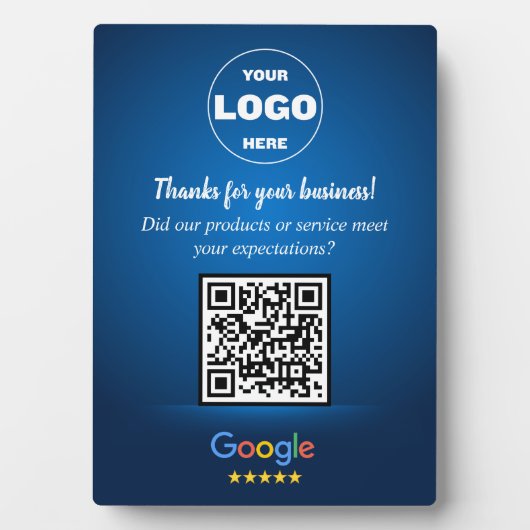 Custom Google Review QR Code Business Blue Plaque フォトプラーク (正面)