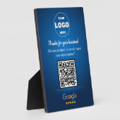 Custom Google Review QR Code Business Blue Plaque フォトプラーク (側面)