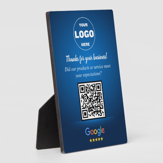 Custom Google Review QR Code Business Blue Plaque フォトプラーク (側面)