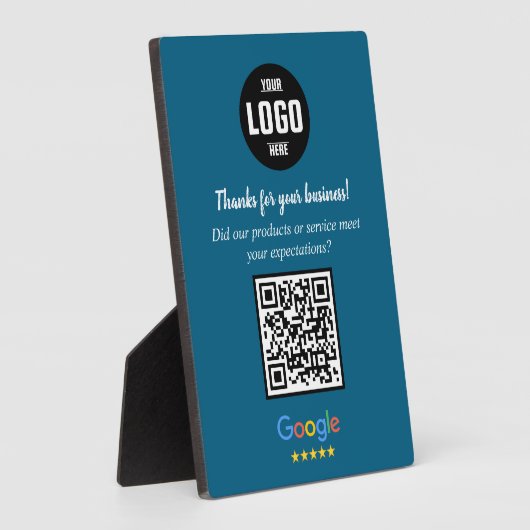 Custom Google Review QR Code Business Navy Plaque フォトプラーク (側面)