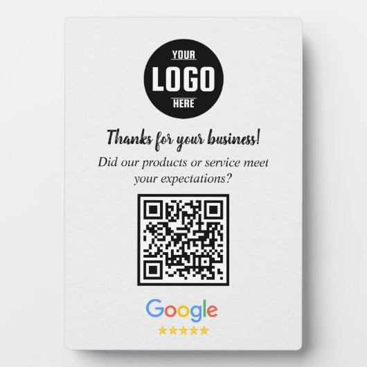 Custom Google Review QR Code Business Plaque フォトプラーク (正面)