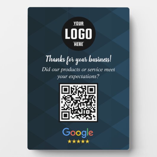 Custom Google Review QR Code Business Plaque フォトプラーク (正面)