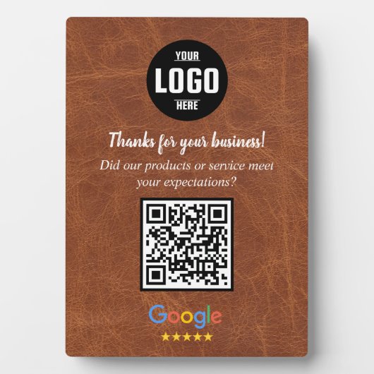 Custom Google Review QR Code Business Plaque フォトプラーク (正面)