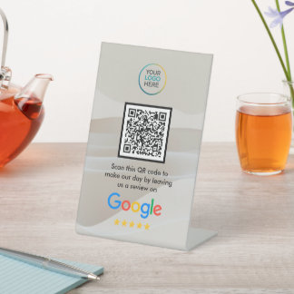 Custom Google Reviews QR Code Acrylic Sign 台座サイン