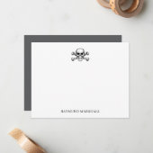 Custom Gothic Stationery Skull & Crossbones ノートカード (正面/裏面インサイチュ)