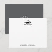 Custom Gothic Stationery Skull & Crossbones ノートカード (正面/裏面)