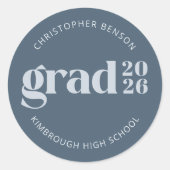 Custom Grad 2026 Slate Blue Graduation Seals ラウンドシール (正面)