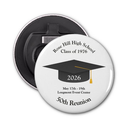 Custom Grad Cap Reunion Keepsake Bottle Opener 栓抜き (正面)