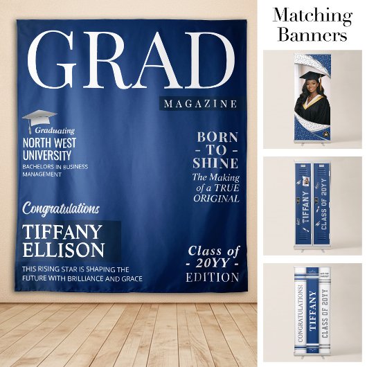 Custom Graduation Banner, Grad Magazine Cover タペストリー
