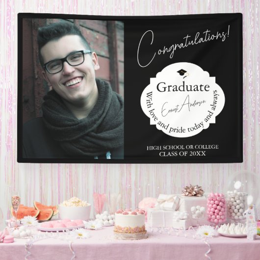 Custom Graduation Banner with Photo & Name 横断幕 (パーティー)