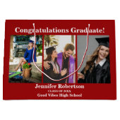 Custom Graduation Class of 3 Photo Collage Name  ラージペーパーバッグ (正面)