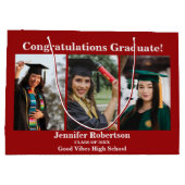 Custom Graduation Class of 3 Photo Collage Name  ラージペーパーバッグ (裏面)