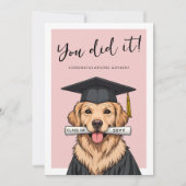 Custom Graduation Cute Golden Retriever カード (正面)