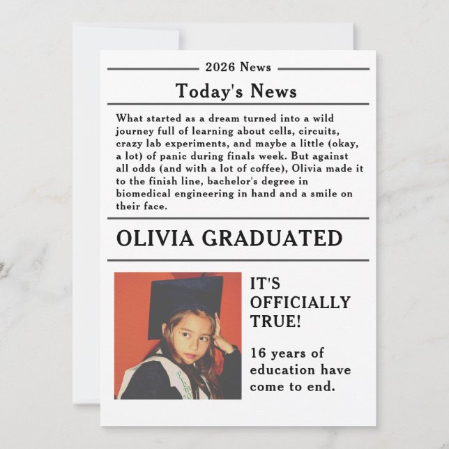 Custom Graduation Newspaper Academic Major Edition (裏面)