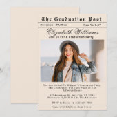 Custom  Graduation Newspaper Unique Photo 招待状 (正面/裏面)