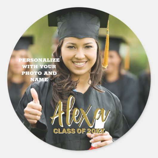 Custom Graduation Photo Sticker ラウンドシール (正面)