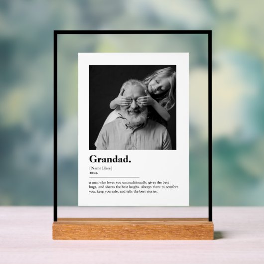 Custom Grandad Gift Dictionary Definition Photo アクリルサイン (ニュートラル)