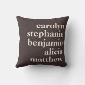 Custom Grandchildren Names Stylish Warm Brown クッション (裏面)
