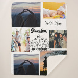 Custom Grandkids Pictures & Names Cozy Throw シェルパブランケット