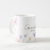 Custom Grandma Est. Year -  Flower and Butterfly  コーヒーマグカップ (正面左)
